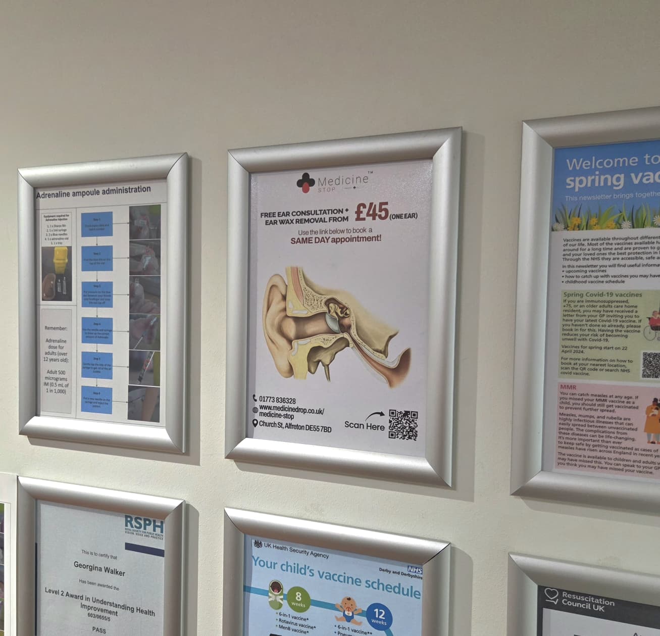 Medicine Stop's ear wax removal consultation poster.